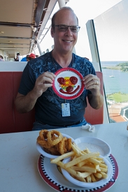 Craig eating at Johnny Rocket's, after a day in St Lucia.<br>December 16, 2015