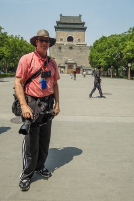 Craig standing in front of the Bell Tower, which is at the opposite end of a plaza from the Drum Tower.<br>May 8, 2016