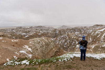 Emily taking in the view in the Badlands National Park.<br>April 25, 2017