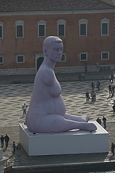 October 21, 2013<br>This was exceedingly weird to see in Venice.  It's actually an inflatable (and life-like) sculpture of the pregnant artist Alison Lapper.  It gets deflated on Sundays.