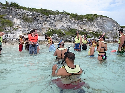 February 2, 2012<br>Time to snorkel, after feeding the sharks to attract them.