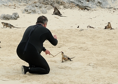 February 5, 2012<br>Allen Cay - Scott feeding iguanas.