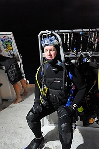 February 5, 2012<br>Don prepping for night dive.