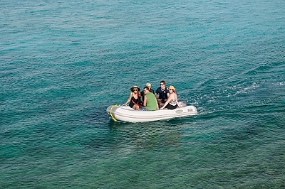 February 7, 2012<br>Going ashore at Headquarters in the Exumas.