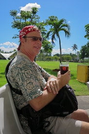 OK, Connie made me wear my hat like this.   Bacardi Rum Factory<br>December 9, 2015