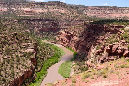 The Hanging Flume canyon.  (Flume visible to right of river).<br>June 5, 2016