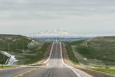 Now that we are closer to the mountain, you can see it.  It's actually Bear Butte, a little ways north of Sturgis.<br>April 26, 2017