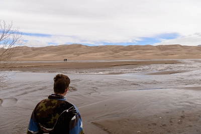 Emily and I were stopped from walking to the dunes by a shallow stream.   We didn't feel like going barefoot to wade it.<br>April 28, 2017