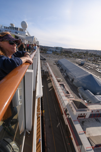 March 8, 2020<br>Grace looks out from her first cruise ship ever.