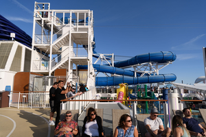 March 8, 2020<br>People were sliding down this water slide, until COVID restrictions shut it down.