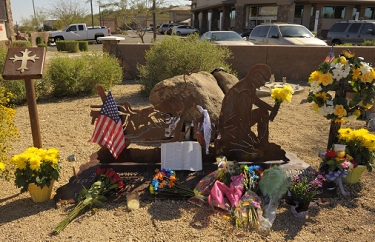 New flowers were left at the site on the one year anniversary of the wreck.