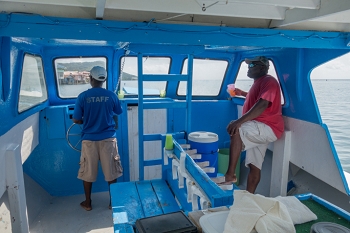 Choco (left) and David (right) aboard the Hnery Morgan<br>September 27, 2017