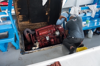 Working on the engine in the Henry Morgan<br>October 2, 2017