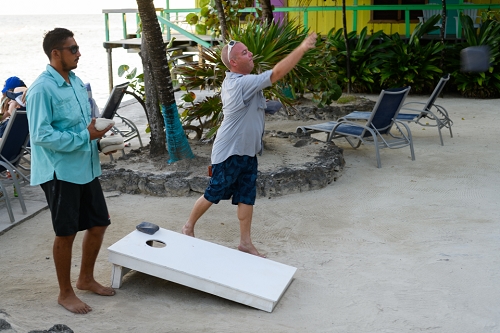 March 17, 2019<br>Davey tossing a bean bag.